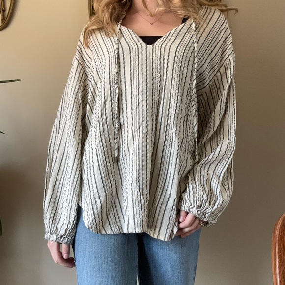 Free People “Rhythm Of The Night” Striped Peasant Tunic Top - Picture 2 of 9